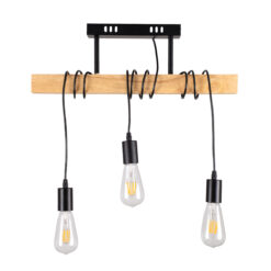 GLOBOSTAR® JOLLY 00605 Vintage Κρεμαστό Φωτιστικό Οροφής με Ντουί 3 x E27 AC 220-240V IP20 - Μαύρο & Μπεζ - Μ55 x Π6 x Υ115cm