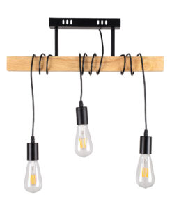 GLOBOSTAR® JOLLY 00605 Vintage Κρεμαστό Φωτιστικό Οροφής με Ντουί 3 x E27 AC 220-240V IP20 - Μαύρο & Μπεζ - Μ55 x Π6 x Υ115cm