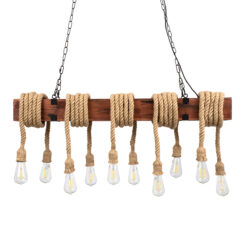 GLOBOSTAR® VIKING 00607 Vintage Κρεμαστό Φωτιστικό Οροφής με Ντουί 10 x E27 AC 220-240V IP20 - Καφε & Μπεζ - Μ108 x Π11 x Υ220cm