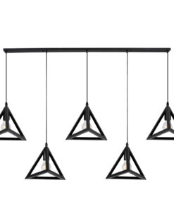 GLOBOSTAR® TRIANGLE 00608 Μοντέρνο Κρεμαστό Φωτιστικό Οροφής με Ντουί 5 x E27 AC 220-240V IP20 - Μαύρο - Μ170 x Π22 x Y130cm