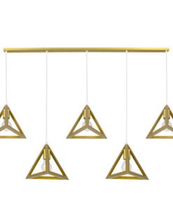 GLOBOSTAR® TRIANGLE 00610 Μοντέρνο Κρεμαστό Φωτιστικό Οροφής με Ντουί 5 x E27 AC 220-240V IP20 - Χρυσό - Μ170 x Π22 x Y130cm