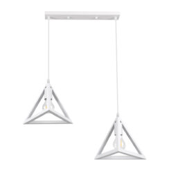 GLOBOSTAR® TRIANGLE 00612 Μοντέρνο Κρεμαστό Φωτιστικό Οροφής με Ντουί 2 x E27 AC 220-240V IP20 - Λευκό - Μ60 x Π22 x Y130cm