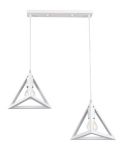 GLOBOSTAR® TRIANGLE 00612 Μοντέρνο Κρεμαστό Φωτιστικό Οροφής με Ντουί 2 x E27 AC 220-240V IP20 - Λευκό - Μ60 x Π22 x Y130cm