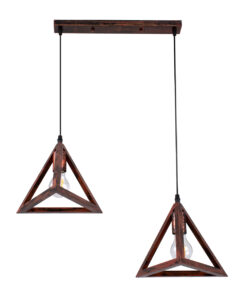 GLOBOSTAR® TRIANGLE 00613 Μοντέρνο Κρεμαστό Φωτιστικό Οροφής με Ντουί 2 x E27 AC 220-240V IP20 - Χάλκινο - Μ60 x Π22 x Y130cm