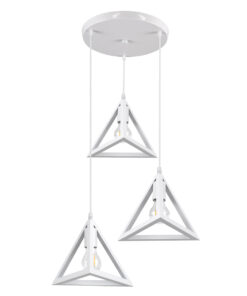 GLOBOSTAR® TRIANGLE 00617 Μοντέρνο Κρεμαστό Φωτιστικό Οροφής με Ντουί 3 x E27 AC 220-240V IP20 - Λευκό - Μ49 x Π49 x Y130cm