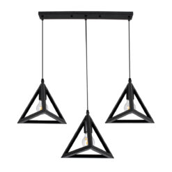 GLOBOSTAR® TRIANGLE 00621 Μοντέρνο Κρεμαστό Φωτιστικό Οροφής με Ντουί 3 x E27 AC 220-240V IP20 - Μαύρο - Μ70 x Π22 x Y130cm
