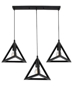 GLOBOSTAR® TRIANGLE 00621 Μοντέρνο Κρεμαστό Φωτιστικό Οροφής με Ντουί 3 x E27 AC 220-240V IP20 - Μαύρο - Μ70 x Π22 x Y130cm