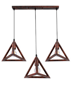 GLOBOSTAR® TRIANGLE 00623 Μοντέρνο Κρεμαστό Φωτιστικό Οροφής με Ντουί 3 x E27 AC 220-240V IP20 - Χάλκινο - Μ70 x Π22 x Y130cm