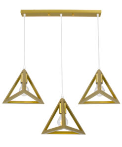 GLOBOSTAR® TRIANGLE 00625 Μοντέρνο Κρεμαστό Φωτιστικό Οροφής με Ντουί 3 x E27 AC 220-240V IP20 - Χρυσό - Μ70 x Π22 x Y130cm