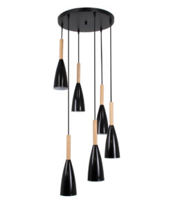 GLOBOSTAR® DILLON 00628 Μοντέρνο Κρεμαστό Φωτιστικό Οροφής με Ντουί 6 x E27 AC 220-240V IP20 - Μαύρο & Μπεζ - Μ52 x Π52 x Y130cm