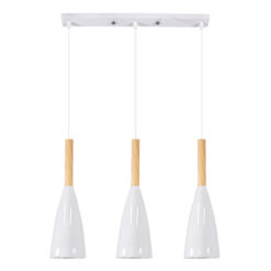 GLOBOSTAR® DILLON 00631 Μοντέρνο Κρεμαστό Φωτιστικό Οροφής με Ντουί 3 x E27 AC 220-240V IP20 - Λευκό & Μπεζ - Μ54 x Π14 x Υ130cm