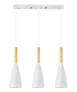 GLOBOSTAR® DILLON 00631 Μοντέρνο Κρεμαστό Φωτιστικό Οροφής με Ντουί 3 x E27 AC 220-240V IP20 - Λευκό & Μπεζ - Μ54 x Π14 x Υ130cm