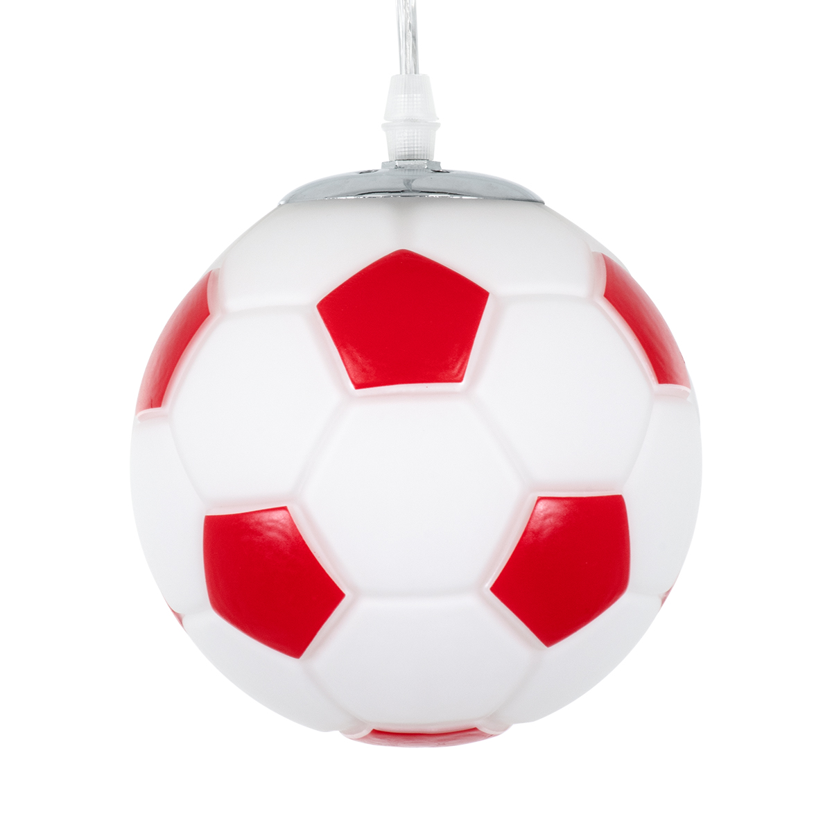 GLOBOSTAR® FOOTBALL 00642 Παιδικό Κρεμαστό Φωτιστικό Οροφής με Ντουί 1 x E27 AC 220-240V IP20 - Λευκό & Κόκκινο - Μ15 x Π15 x Y18cm - Image 5