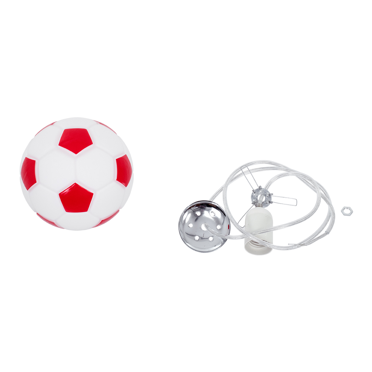 GLOBOSTAR® FOOTBALL 00642 Παιδικό Κρεμαστό Φωτιστικό Οροφής με Ντουί 1 x E27 AC 220-240V IP20 - Λευκό & Κόκκινο - Μ15 x Π15 x Y18cm - Image 8