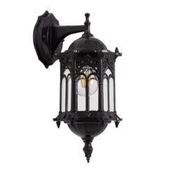 GLOBOSTAR® DARCY 00657 Vintage Φωτιστικό Τοίχου - Απλίκα με Ντουί 1 x E27 AC 220-240V IP20 - Μαύρο - Μ15.5 x Π15.5 x Υ34.5cm