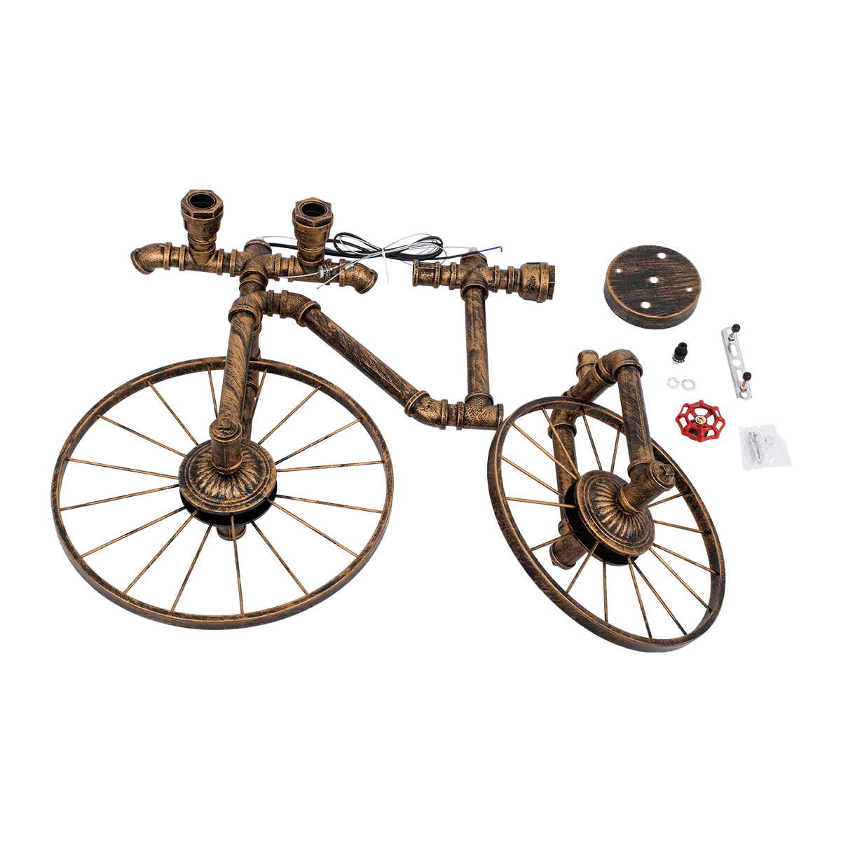 GLOBOSTAR® SWIFTWALKER 00660 Vintage Κρεμαστό Φωτιστικό Οροφής με Ντουί 3 x E27 AC 220-240V IP20 - Χάλκινο & Κόκκινο - Μ85 x Π29.5 x Υ55cm - Image 17