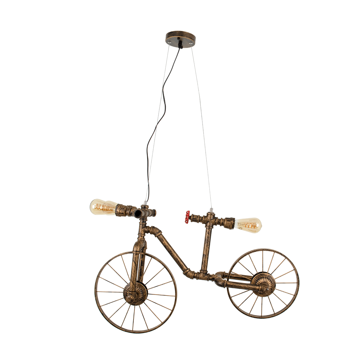 GLOBOSTAR® SWIFTWALKER 00660 Vintage Κρεμαστό Φωτιστικό Οροφής με Ντουί 3 x E27 AC 220-240V IP20 - Χάλκινο & Κόκκινο - Μ85 x Π29.5 x Υ55cm - Image 4