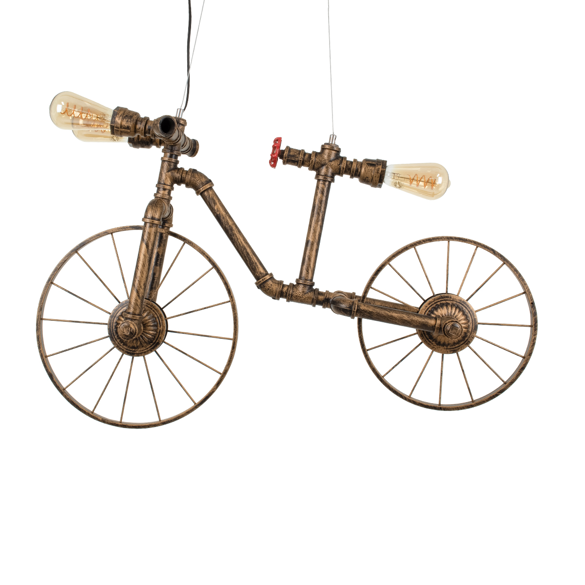 GLOBOSTAR® SWIFTWALKER 00660 Vintage Κρεμαστό Φωτιστικό Οροφής με Ντουί 3 x E27 AC 220-240V IP20 - Χάλκινο & Κόκκινο - Μ85 x Π29.5 x Υ55cm - Image 6