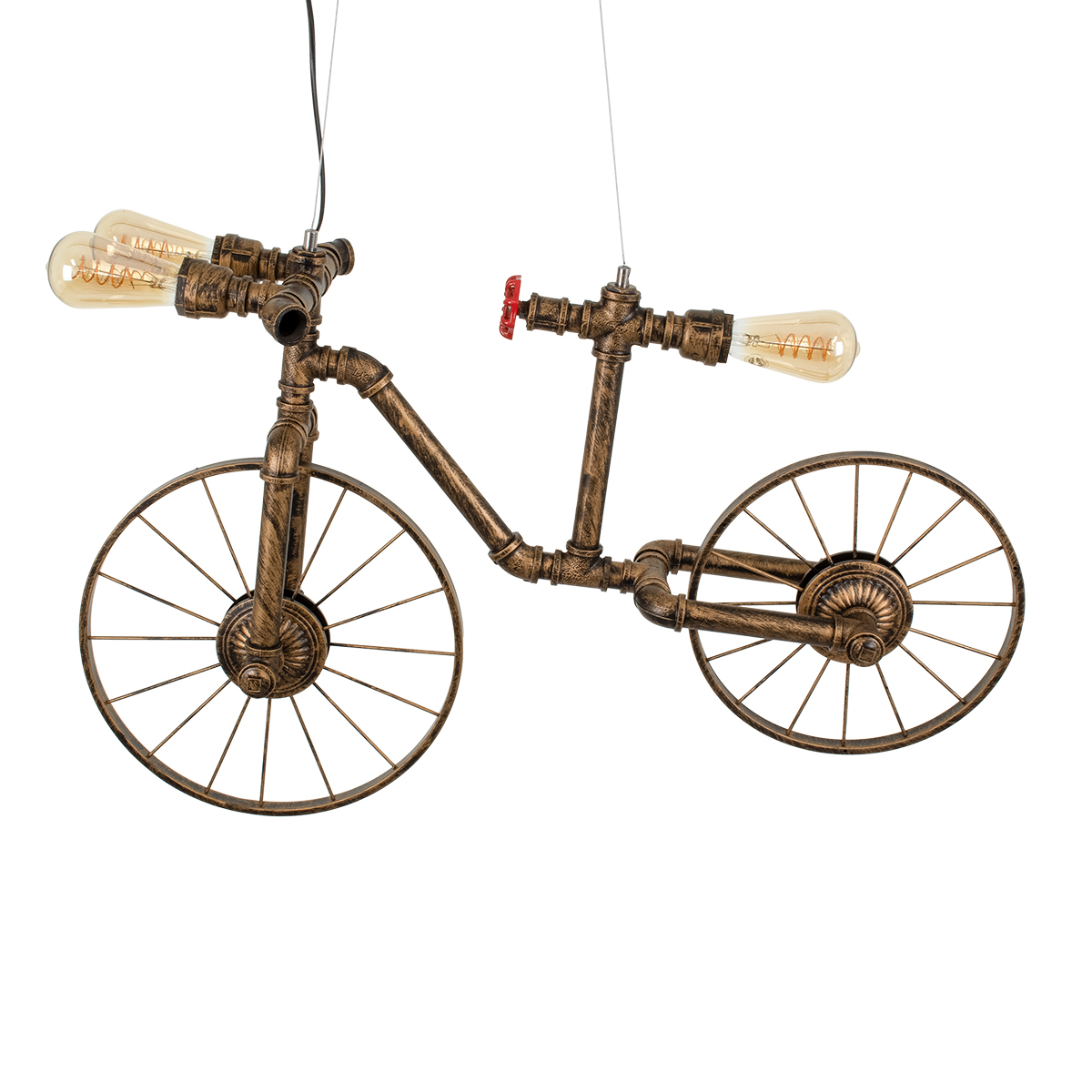 GLOBOSTAR® SWIFTWALKER 00660 Vintage Κρεμαστό Φωτιστικό Οροφής με Ντουί 3 x E27 AC 220-240V IP20 - Χάλκινο & Κόκκινο - Μ85 x Π29.5 x Υ55cm - Image 7