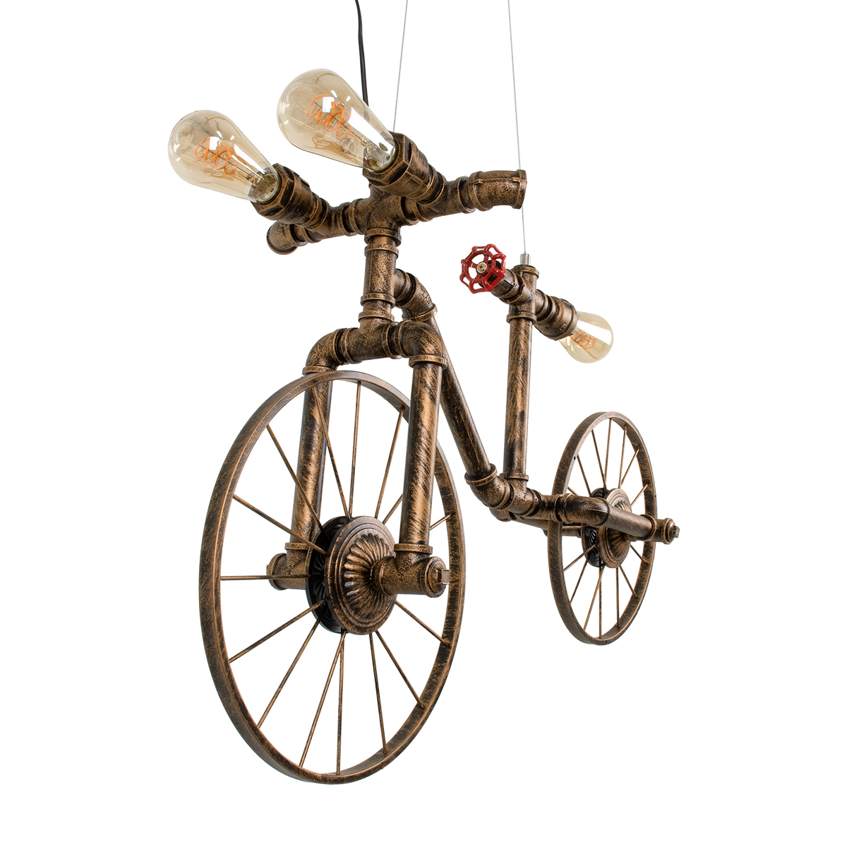 GLOBOSTAR® SWIFTWALKER 00660 Vintage Κρεμαστό Φωτιστικό Οροφής με Ντουί 3 x E27 AC 220-240V IP20 - Χάλκινο & Κόκκινο - Μ85 x Π29.5 x Υ55cm - Image 8