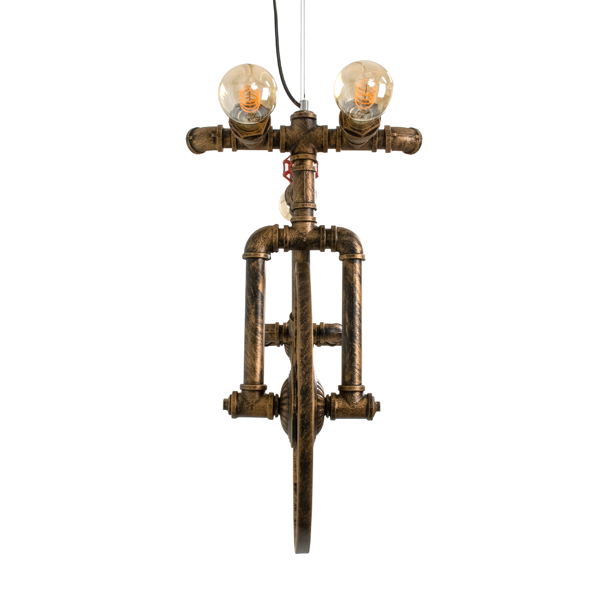 GLOBOSTAR® SWIFTWALKER 00660 Vintage Κρεμαστό Φωτιστικό Οροφής με Ντουί 3 x E27 AC 220-240V IP20 - Χάλκινο & Κόκκινο - Μ85 x Π29.5 x Υ55cm - Image 10