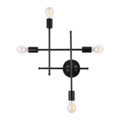 GLOBOSTAR® PIPING 00661 Vintage Φωτιστικό Τοίχου - Απλίκα με Ντουί 4 x E27 AC 220-240V IP20 - Μαύρο - Μ40 x Π9 x Υ52cm