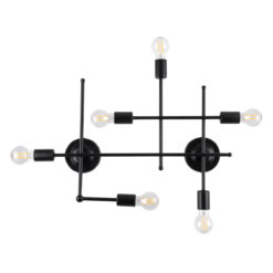 GLOBOSTAR® PIPING 00664 Vintage Φωτιστικό Τοίχου - Απλίκα με Ντουί 6 x E27 AC 220-240V IP20 - Μαύρο - Μ66 x Π9.5 x Υ49cm