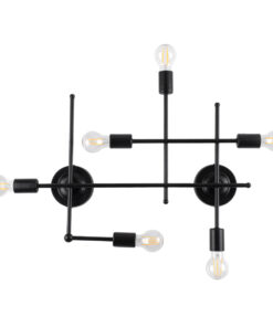 GLOBOSTAR® PIPING 00664 Vintage Φωτιστικό Τοίχου - Απλίκα με Ντουί 6 x E27 AC 220-240V IP20 - Μαύρο - Μ66 x Π9.5 x Υ49cm