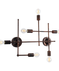 GloboStar® PIPING 00665 Vintage Επιτοίχιο Φωτιστικό Πολύφωτο 6 x E27 IP20 Χάλκινο Μέταλλο – Μ66 x Π9.5 x Υ49cm