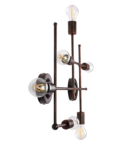 GloboStar® PIPING 00665 Vintage Επιτοίχιο Φωτιστικό Πολύφωτο 6 x E27 IP20 Χάλκινο Μέταλλο – Μ66 x Π9.5 x Υ49cm