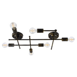GLOBOSTAR® PIPING 00666-1 Vintage Φωτιστικό Οροφής με Ντουί 6 x E27 AC 220-240V IP20 - Μπρούτζινο - Μ66 x Π9.5 x Υ49cm
