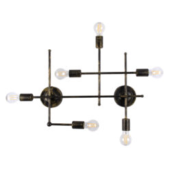 GLOBOSTAR® PIPING 00666 Vintage Φωτιστικό Τοίχου - Απλίκα με Ντουί 6 x E27 AC 220-240V IP20 - Μπρούτζινο - Μ66 x Π9.5 x Υ49cm