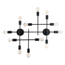 GLOBOSTAR® PIPING 00667 Vintage Φωτιστικό Τοίχου - Απλίκα με Ντουί 12 x E27 AC 220-240V IP20 - Μαύρο - Μ78.5 x Π9.5 x Υ64cm