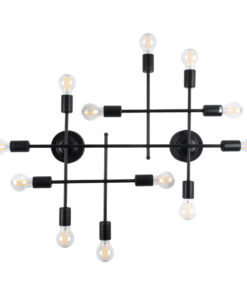 GLOBOSTAR® PIPING 00667 Vintage Φωτιστικό Τοίχου - Απλίκα με Ντουί 12 x E27 AC 220-240V IP20 - Μαύρο - Μ78.5 x Π9.5 x Υ64cm
