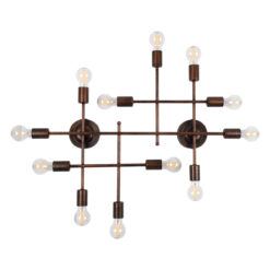 GLOBOSTAR® PIPING 00668 Vintage Φωτιστικό Τοίχου - Απλίκα με Ντουί 12 x E27 AC 220-240V IP20 - Χάλκινο - Μ78.5 x Π9.5 x Υ64cm