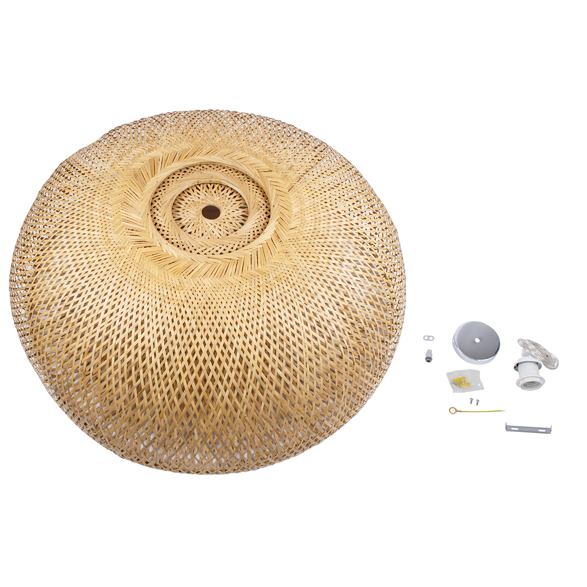 GLOBOSTAR® SAN TROPEZ 00673 Boho Κρεμαστό Φωτιστικό Οροφής με Ντουί 1 x E27 AC 220-240V IP20 - Μπεζ - Μ100 x Π100 x Y35cm - Image 9