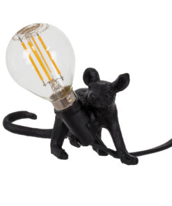 GLOBOSTAR® MOUSE 00675 Vintage Επιτραπέζιο Φωτιστικό Πορτατίφ με Ντουί 1 x E12 AC 220-240V IP20 - Μαύρο - Μ13 x Π4 x Υ7cm
