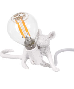 GLOBOSTAR® MOUSE 00676 Vintage Επιτραπέζιο Φωτιστικό Πορτατίφ με Ντουί 1 x E12 AC 220-240V IP20 - Λευκό - Μ13 x Π4 x Υ7cm