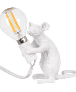 GLOBOSTAR® MOUSE 00679 Vintage Επιτραπέζιο Φωτιστικό Πορτατίφ με Ντουί 1 x E12 AC 220-240V IP20 - Λευκό - Μ12 x Π4 x Υ10cm