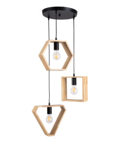 GLOBOSTAR® ELISE 00683 Μοντέρνο Κρεμαστό Φωτιστικό Οροφής με Ντουί 3 x E27 AC 220-240V IP20 - Μπεζ & Μαύρο - Μ55 x Π55 x Υ130cm