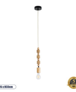 GLOBOSTAR® BEADS 00696 Vintage Κρεμαστό Φωτιστικό Οροφής με Ντουί 1 x E27 AC 220-240V IP20 - Μπεζ - Μ5 x Π5 x Υ33cm