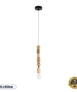 GLOBOSTAR® BEADS 00697 Vintage Κρεμαστό Φωτιστικό Οροφής με Ντουί 1 x E27 AC 220-240V IP20 - Μπεζ - Μ5 x Π5 x Υ33cm