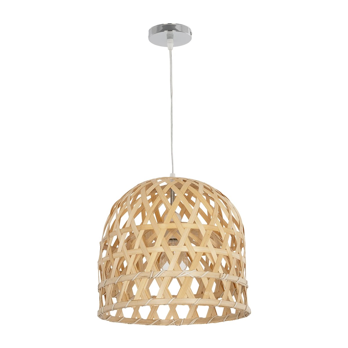 GLOBOSTAR® MANGEA 00715 Boho Κρεμαστό Φωτιστικό Οροφής με Ντουί 1 x E27 AC 220-240V IP20 - Μπεζ - Μ32 x Π32 x Υ30cm - Image 3