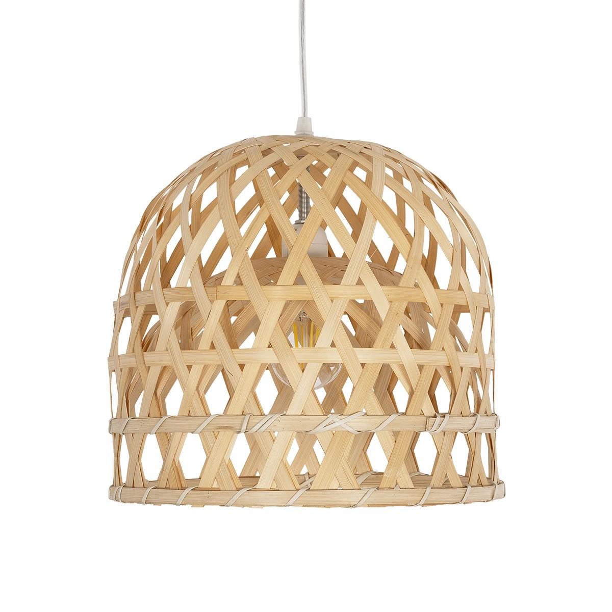 GLOBOSTAR® MANGEA 00715 Boho Κρεμαστό Φωτιστικό Οροφής με Ντουί 1 x E27 AC 220-240V IP20 - Μπεζ - Μ32 x Π32 x Υ30cm - Image 4