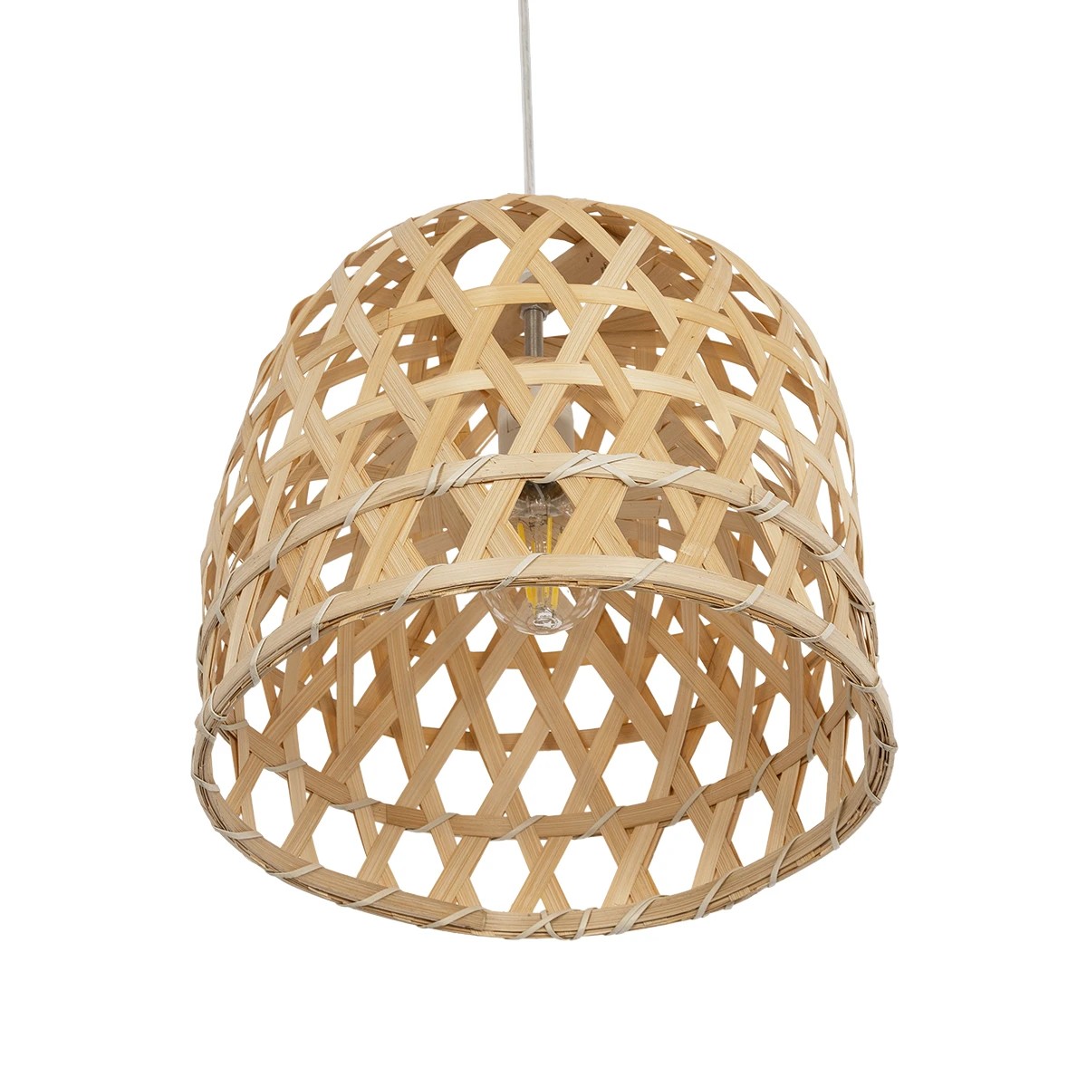 GLOBOSTAR® MANGEA 00715 Boho Κρεμαστό Φωτιστικό Οροφής με Ντουί 1 x E27 AC 220-240V IP20 - Μπεζ - Μ32 x Π32 x Υ30cm - Image 5