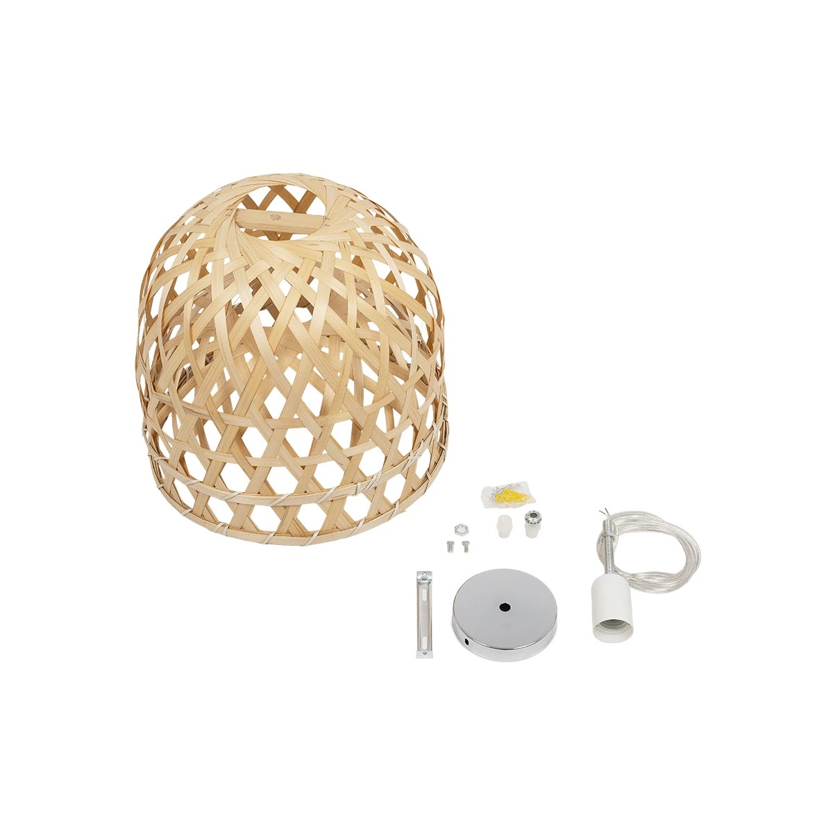 GLOBOSTAR® MANGEA 00715 Boho Κρεμαστό Φωτιστικό Οροφής με Ντουί 1 x E27 AC 220-240V IP20 - Μπεζ - Μ32 x Π32 x Υ30cm - Image 9