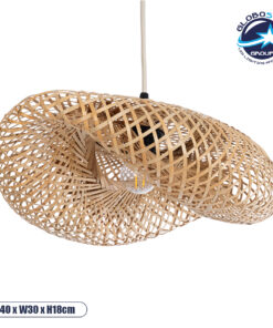 GLOBOSTAR® MEXICO 00718 Boho Κρεμαστό Φωτιστικό Οροφής με Ντουί 1 x E27 AC 220-240V IP20 - Μπεζ - Μ40 x Π30 x Υ18cm