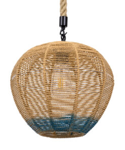 GLOBOSTAR® SIMON 00726 Boho Κρεμαστό Φωτιστικό Οροφής με Ντουί 1 x E27 AC 220-240V IP20 - Μπεζ & Μπλε - Μ30 x Π30 x Υ30cm