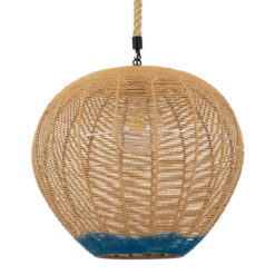 GLOBOSTAR® SIMON 00727 Boho Κρεμαστό Φωτιστικό Οροφής με Ντουί 1 x E27 AC 220-240V IP20 - Μπεζ & Μπλε - Μ50 x Π50 x Y47cm
