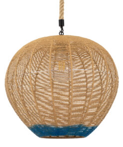 GLOBOSTAR® SIMON 00727 Boho Κρεμαστό Φωτιστικό Οροφής με Ντουί 1 x E27 AC 220-240V IP20 - Μπεζ & Μπλε - Μ50 x Π50 x Y47cm